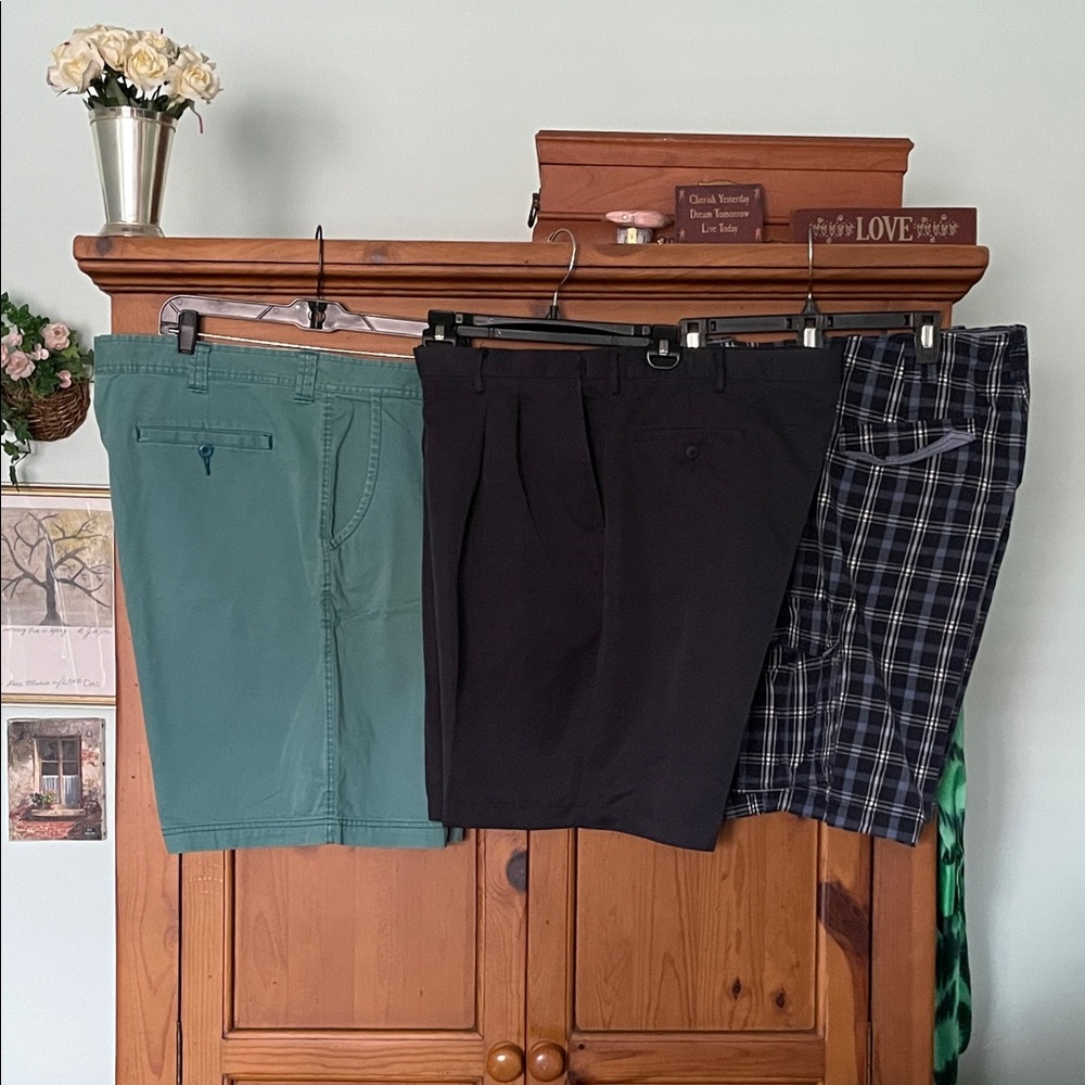 Set of Three Men's Shorts - Green, Navy, Blue Plaid